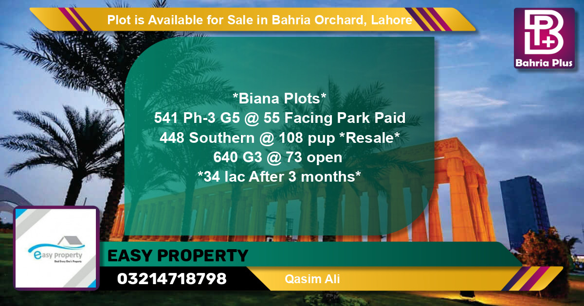 Residential Plot for Sale in Bahria Orchard, Lahore - (BP-89268)