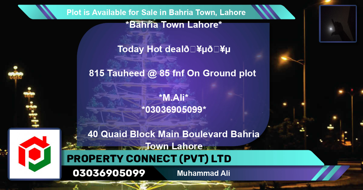 Residential Plot for Sale in Bahria Town, Lahore - (BP-89275)