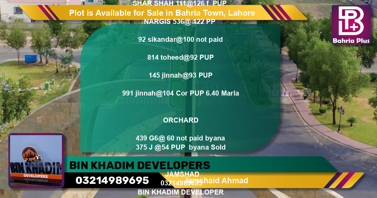 Residential Plot for Sale in Bahria Town, Lahore - (BP-89296)