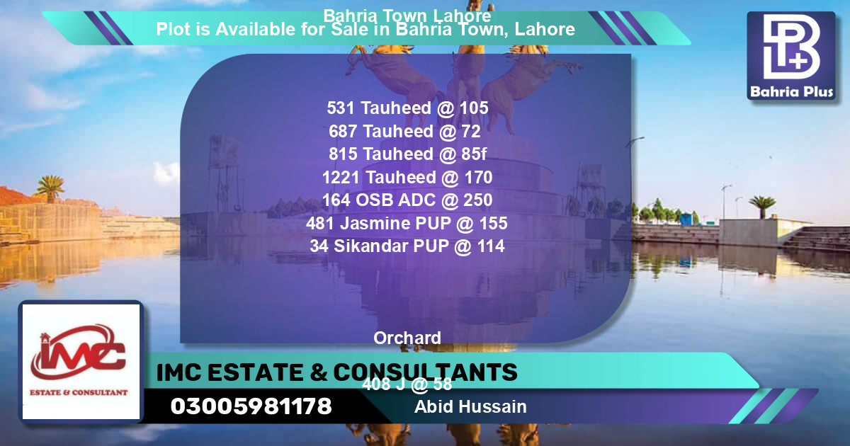 Residential Plot for Sale in Bahria Town, Lahore - (BP-89300)
