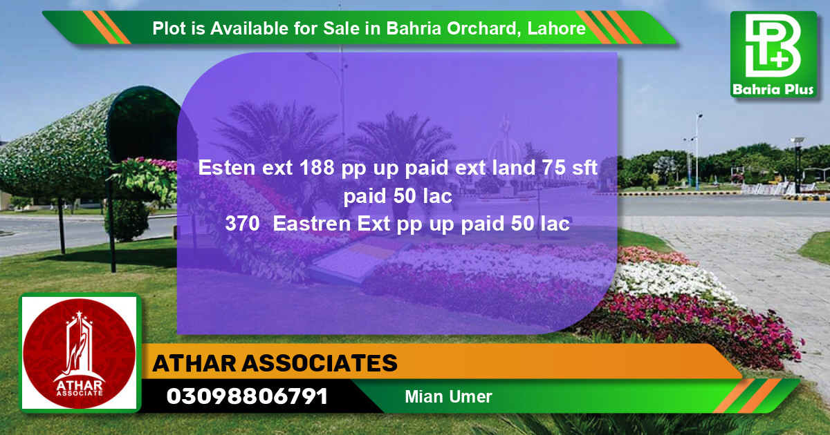 Residential Plot for Sale in Bahria Orchard, Lahore - (BP-89311)
