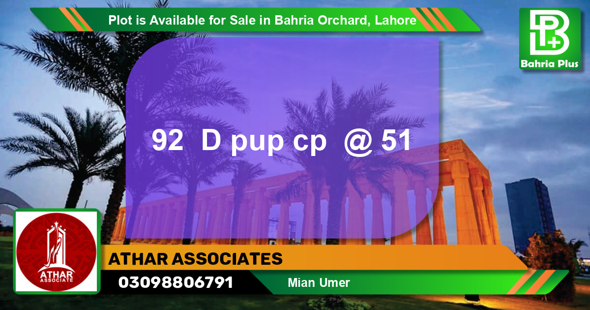 Residential Plot for Sale in Bahria Orchard, Lahore - (BP-89313)