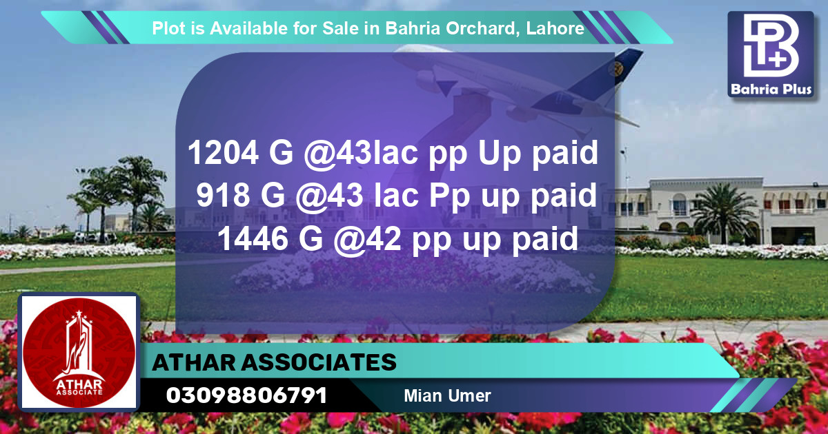Residential Plot for Sale in Bahria Orchard, Lahore - (BP-89316)