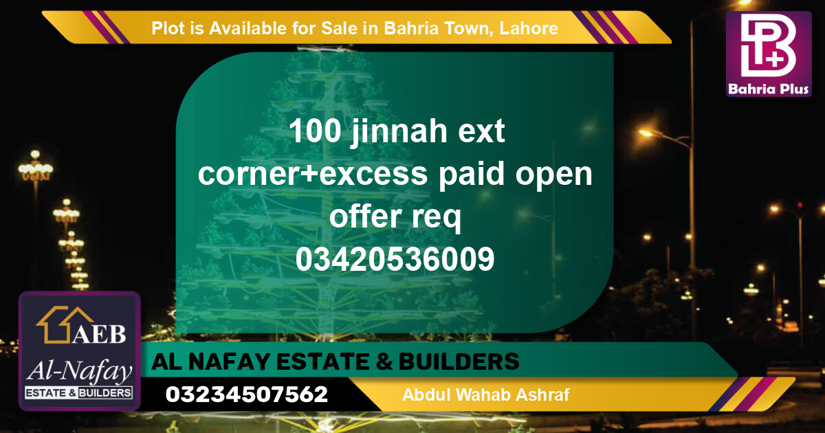 Residential Plot for Sale in Bahria Town, Lahore - (BP-89318)