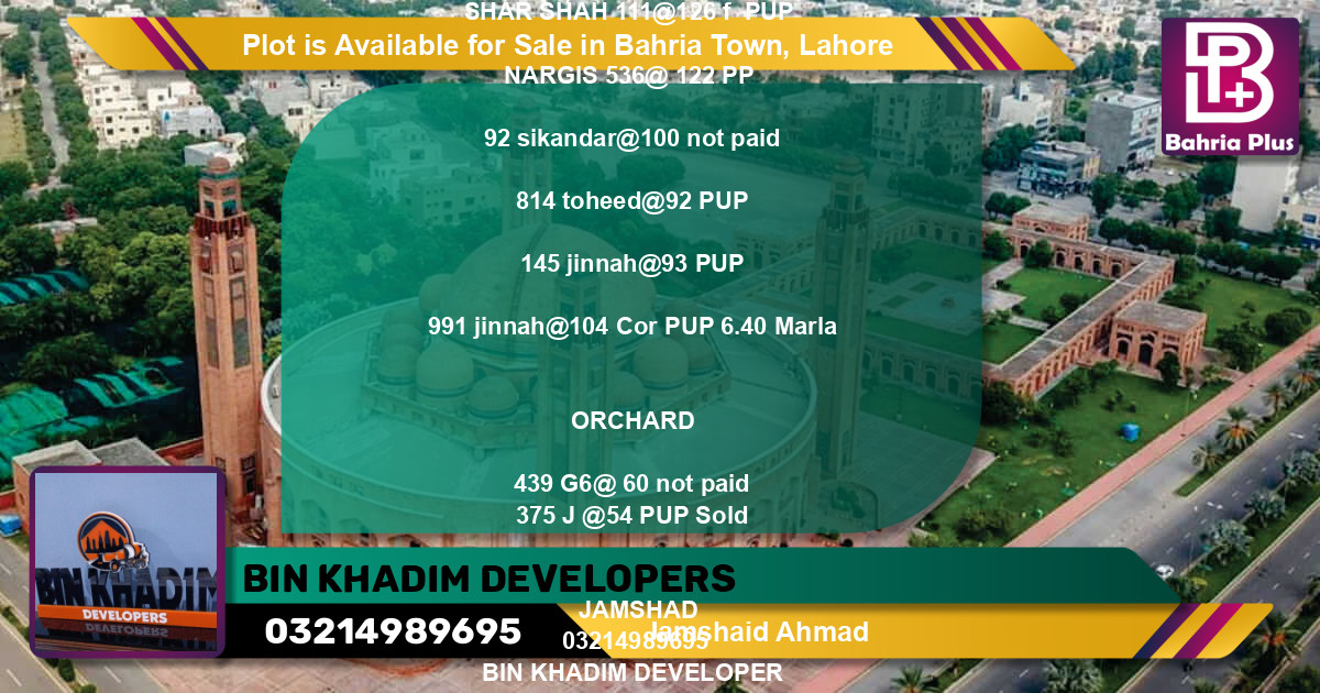 Residential Plot for Sale in Bahria Town, Lahore - (BP-89319)