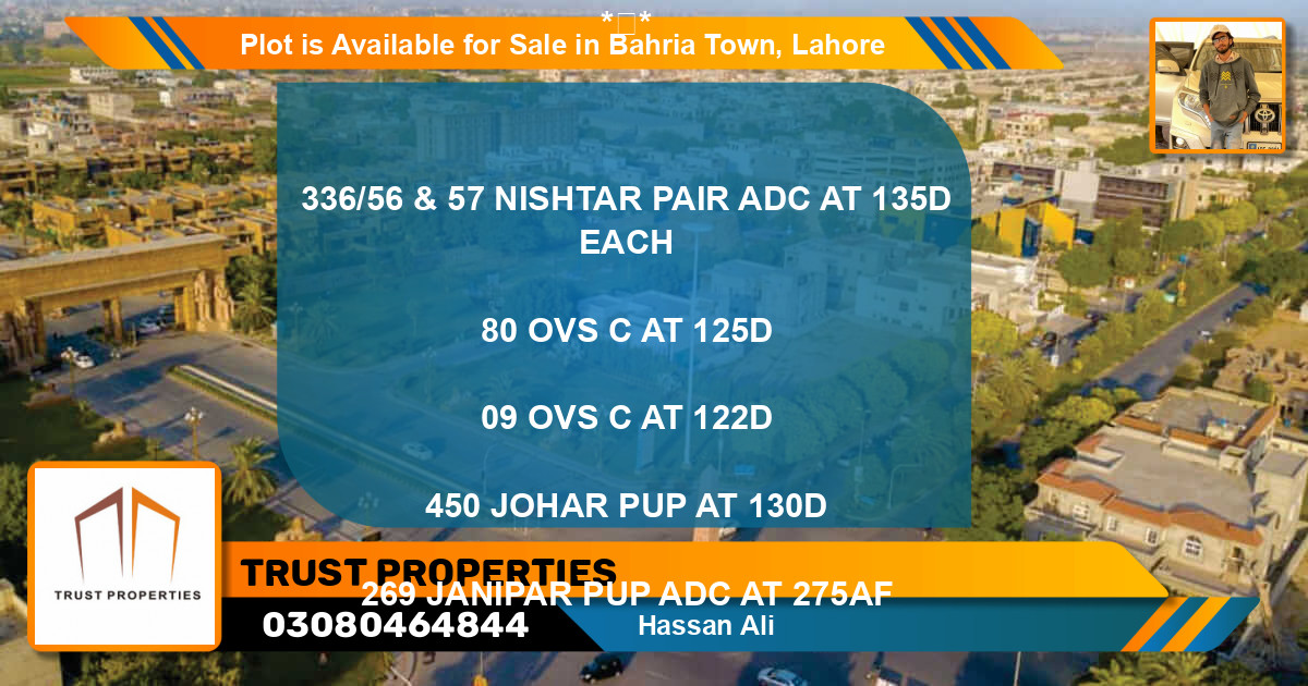 Residential Plot for Sale in Bahria Town, Lahore - (BP-89322)