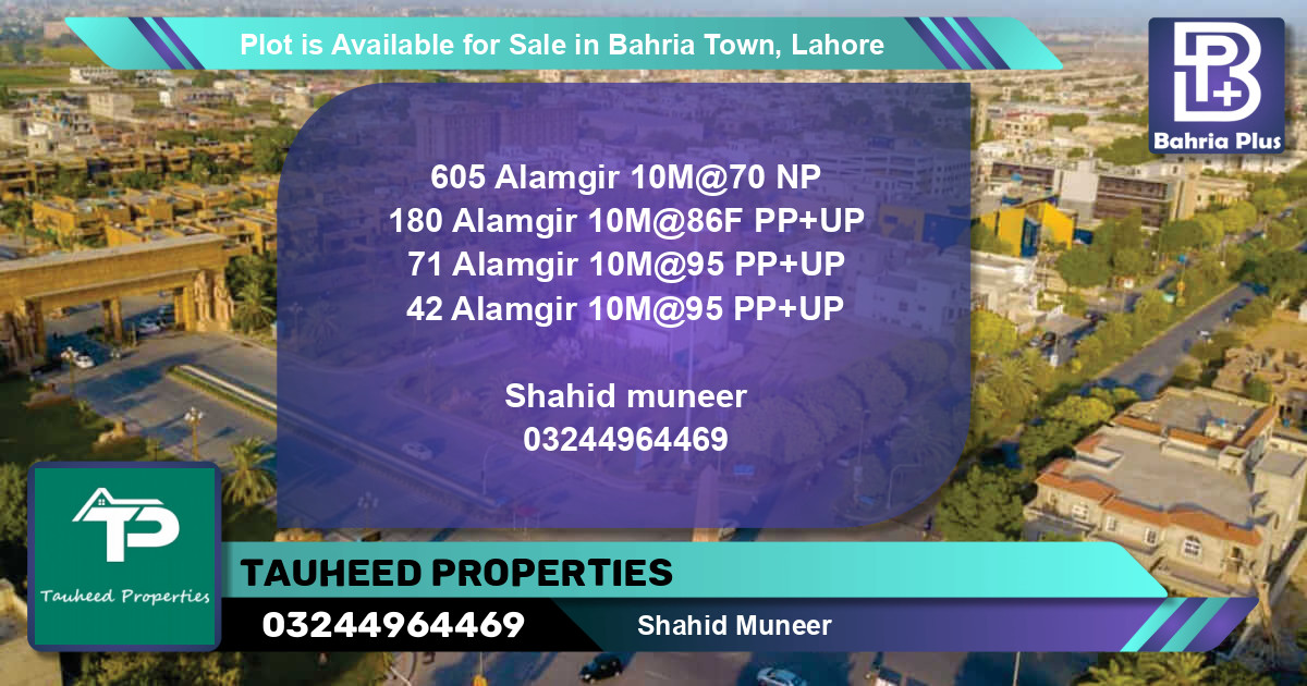Residential Plot for Sale in Bahria Town, Lahore - (BP-89324)