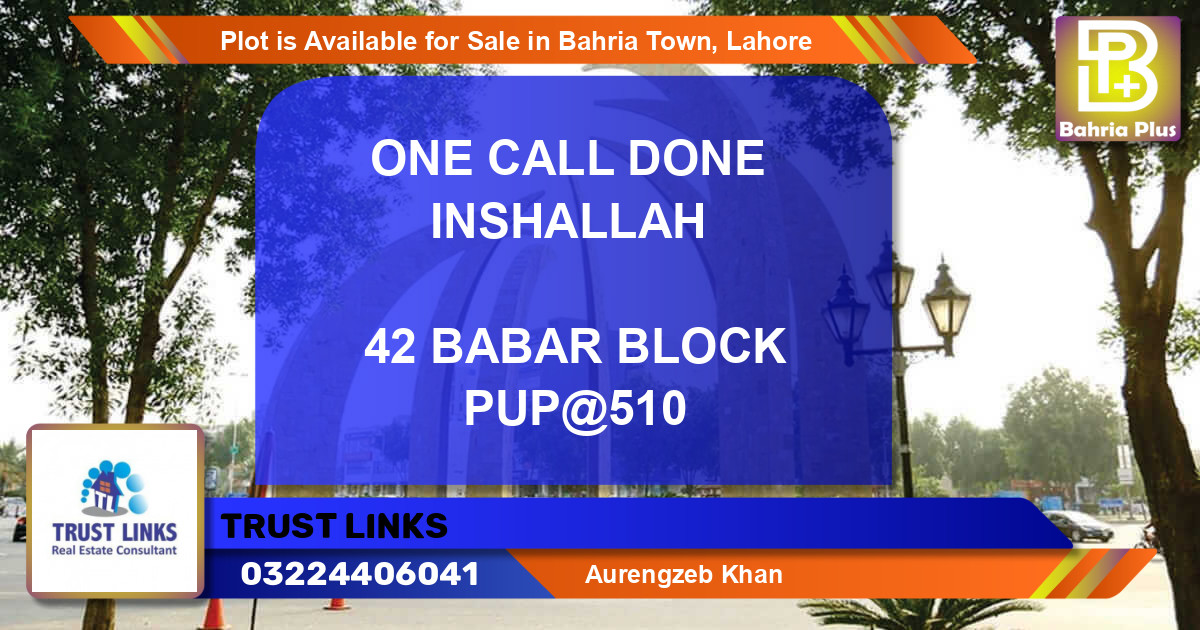 Residential Plot for Sale in Bahria Town, Lahore - (BP-89329)