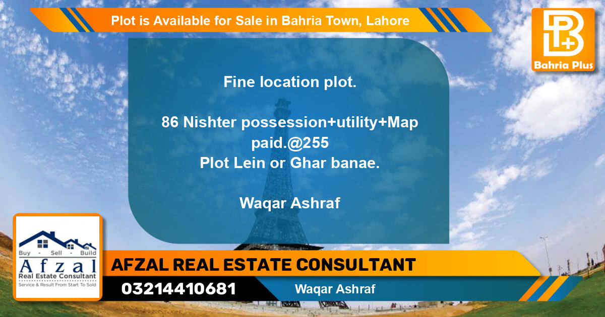 Residential Plot for Sale in Bahria Town, Lahore - (BP-89333)