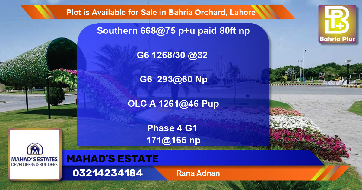 Residential Plot for Sale in Bahria Orchard, Lahore - (BP-89335)