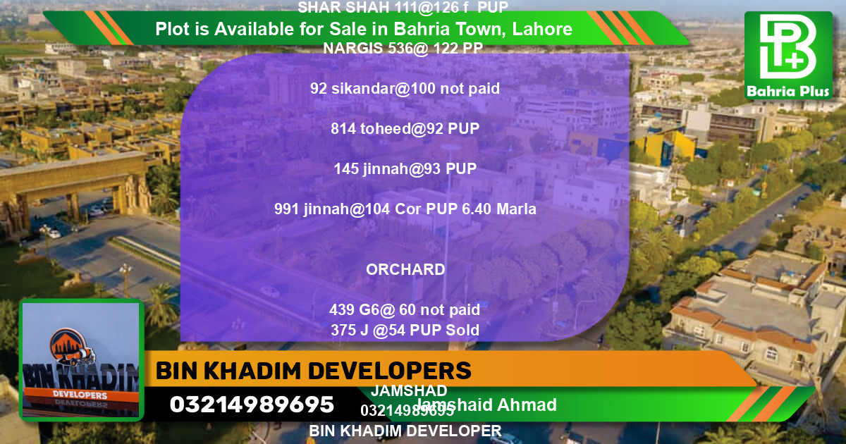 Residential Plot for Sale in Bahria Town, Lahore - (BP-89350)