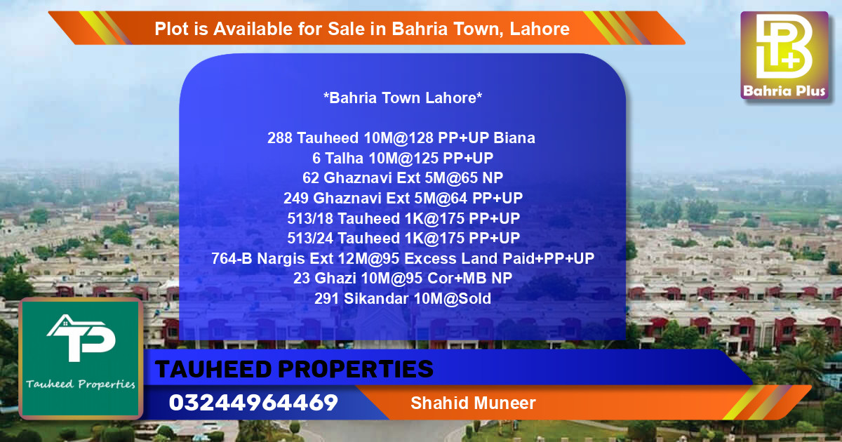 Residential Plot for Sale in Bahria Town, Lahore - (BP-89351)