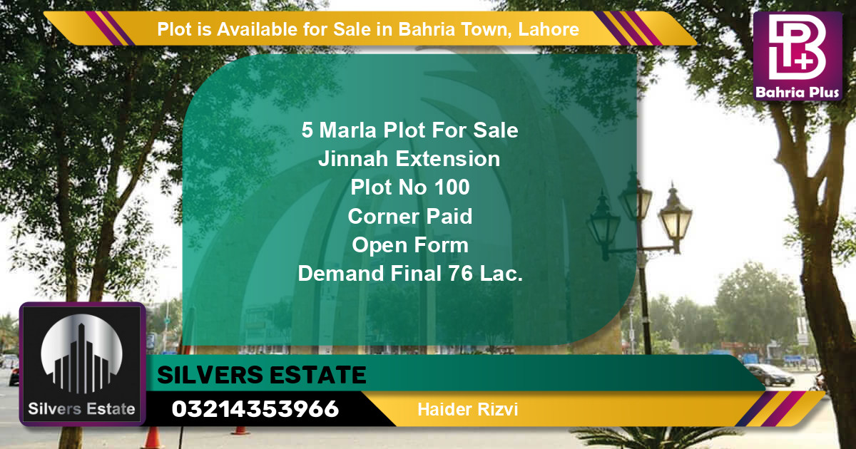 Residential Plot for Sale in Bahria Town, Lahore - (BP-89370)