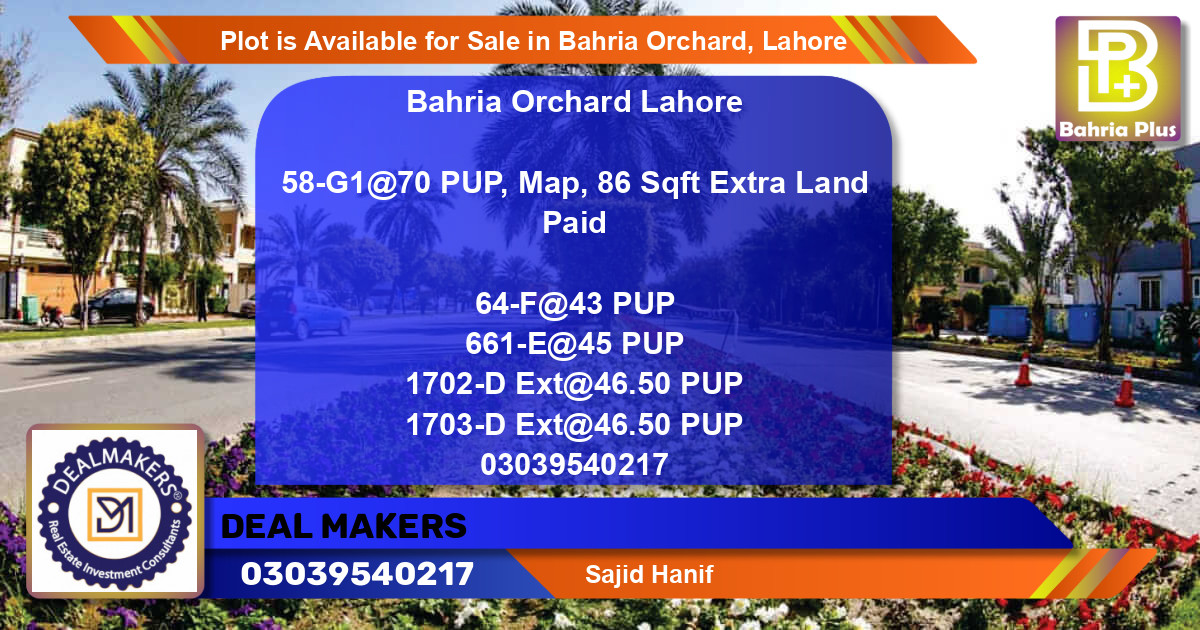 Residential Plot for Sale in Bahria Orchard, Lahore - (BP-89390)