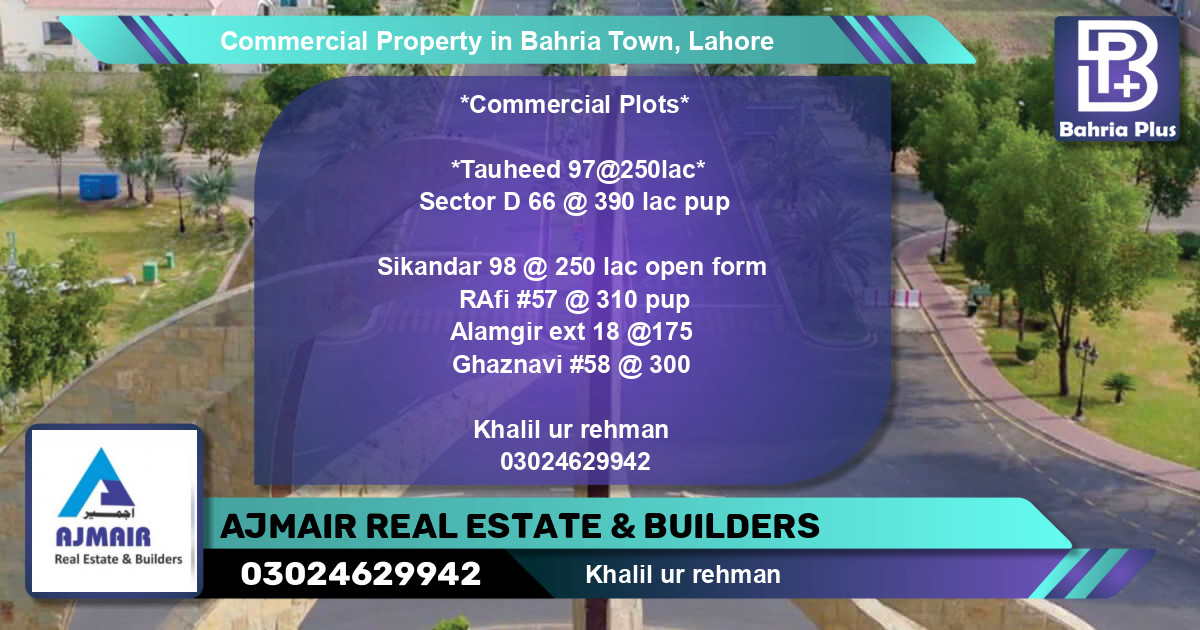 Commercial Property for Sale in Bahria Town, Lahore - (BP-89402)