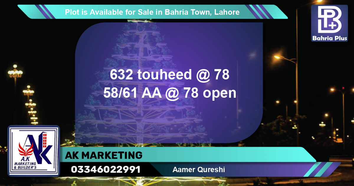 Residential Plot for Sale in Bahria Town, Lahore - (BP-89406)
