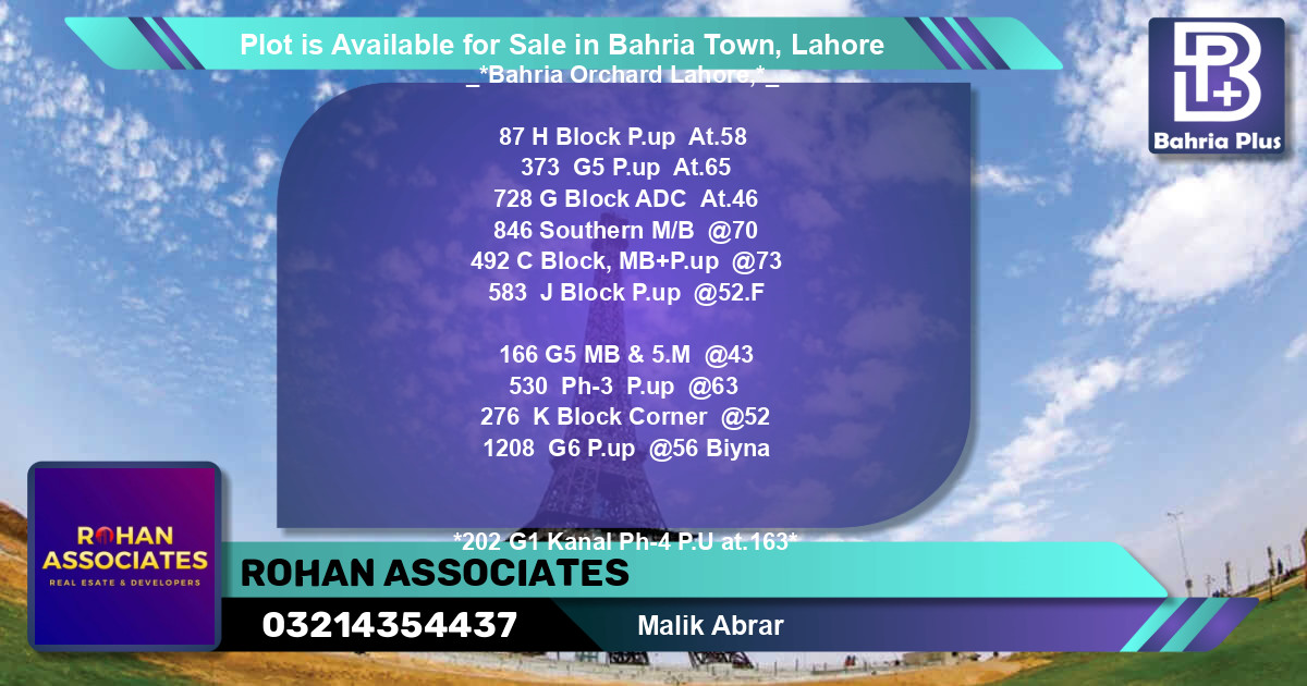 Residential Plot for Sale in Bahria Town, Lahore - (BP-89413)