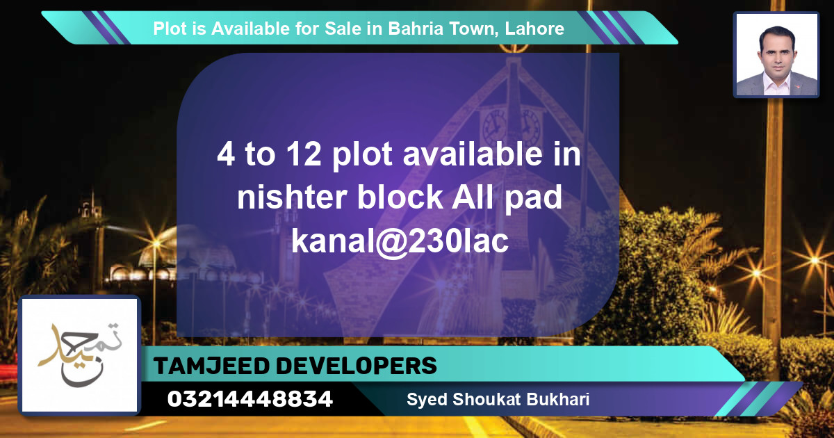 Residential Plot for Sale in Bahria Town, Lahore - (BP-89416)