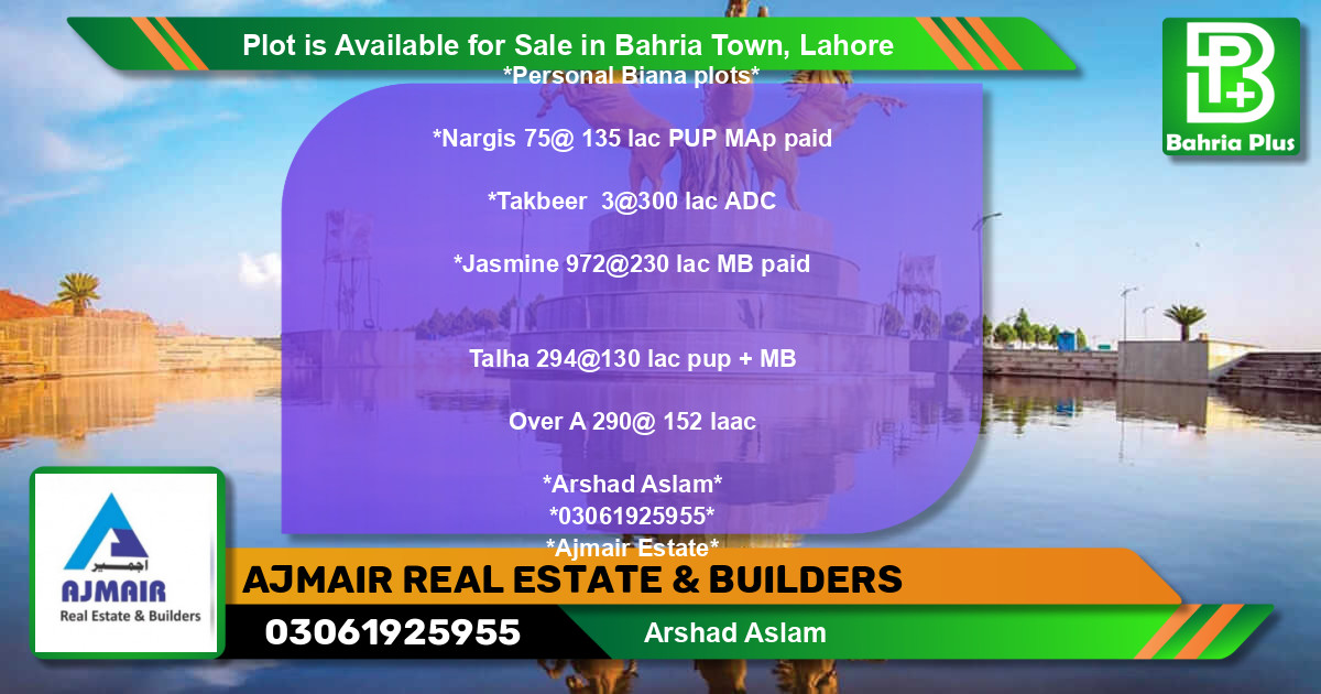 Residential Plot for Sale in Bahria Town, Lahore - (BP-89420)