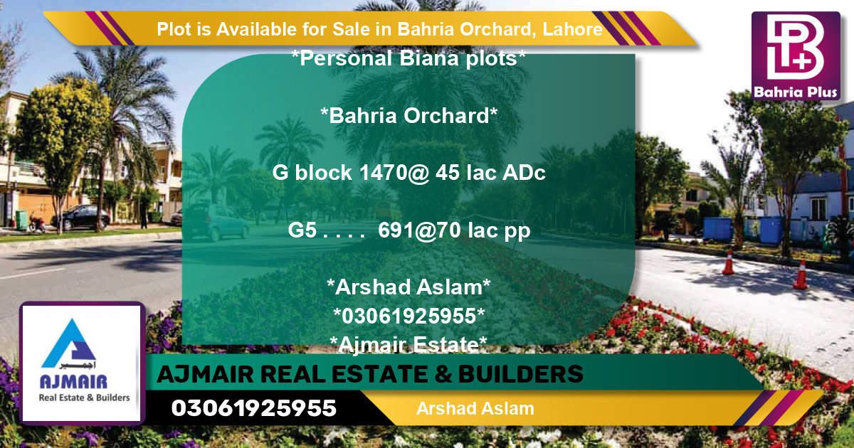 Residential Plot for Sale in Bahria Orchard, Lahore - (BP-89421)