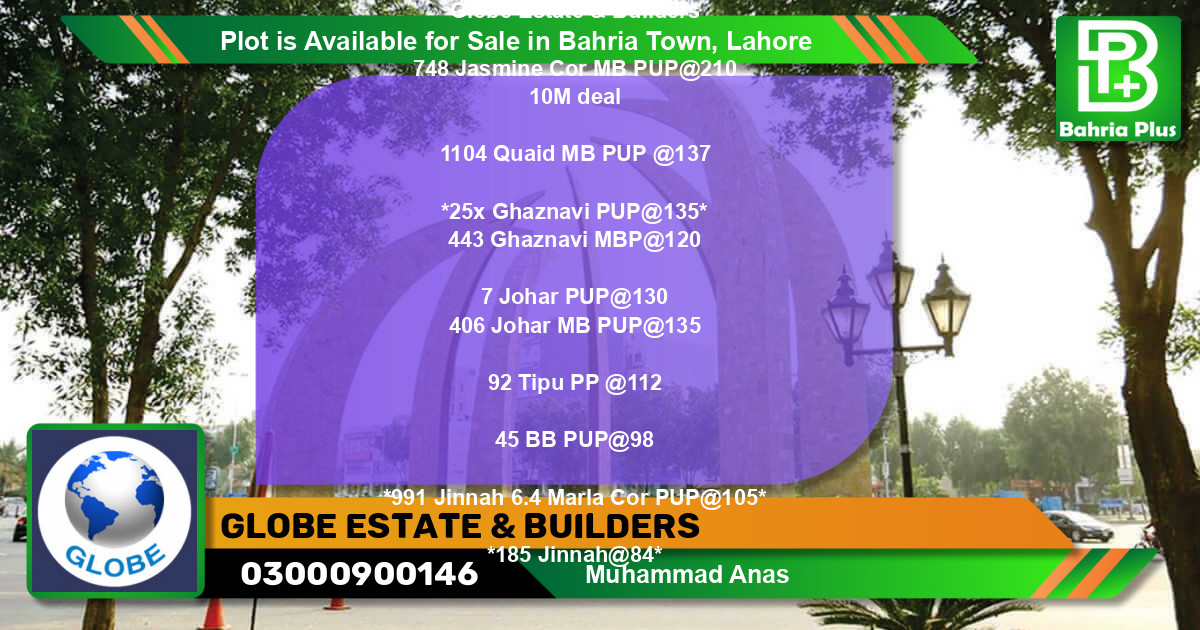 Residential Plot for Sale in Bahria Town, Lahore - (BP-89434)