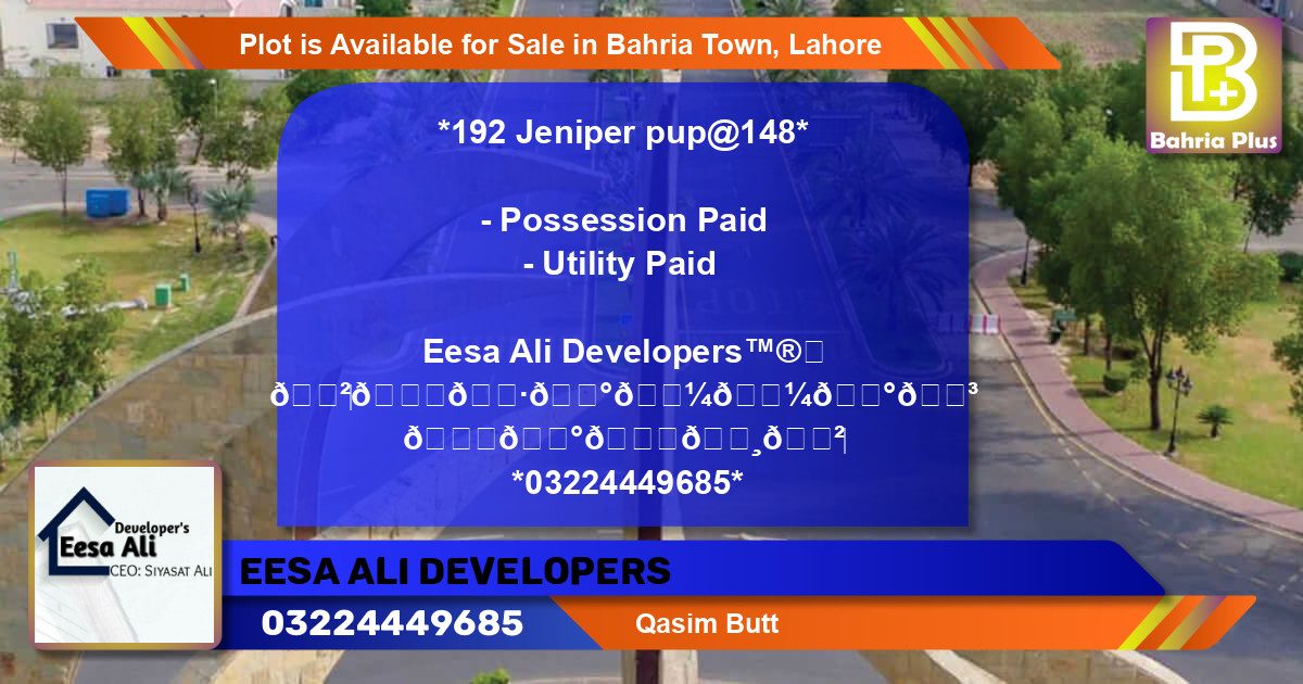 Residential Plot for Sale in Bahria Town, Lahore - (BP-89443)