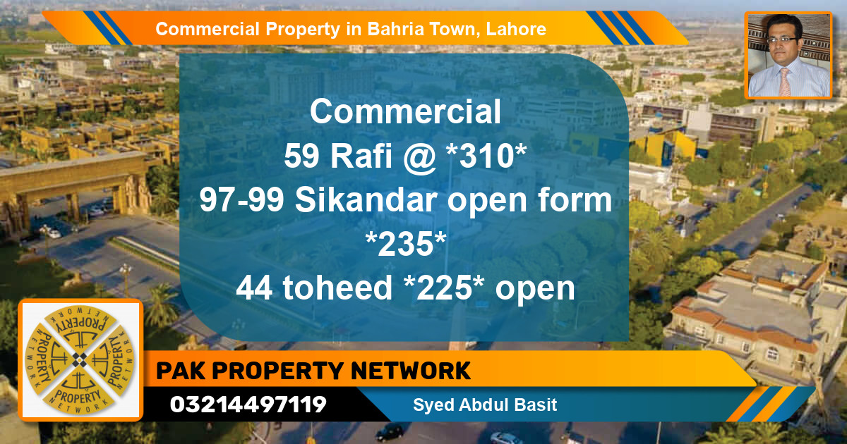 Commercial Property for Sale in Bahria Town, Lahore - (BP-89493)
