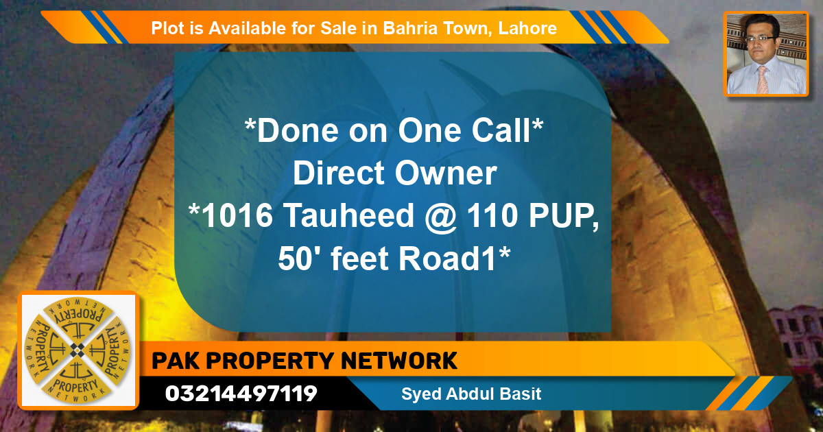 Residential Plot for Sale in Bahria Town, Lahore - (BP-89494)