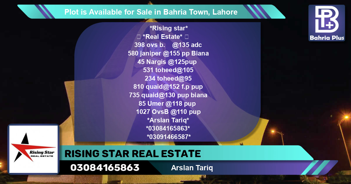 Residential Plot for Sale in Bahria Town, Lahore - (BP-89497)