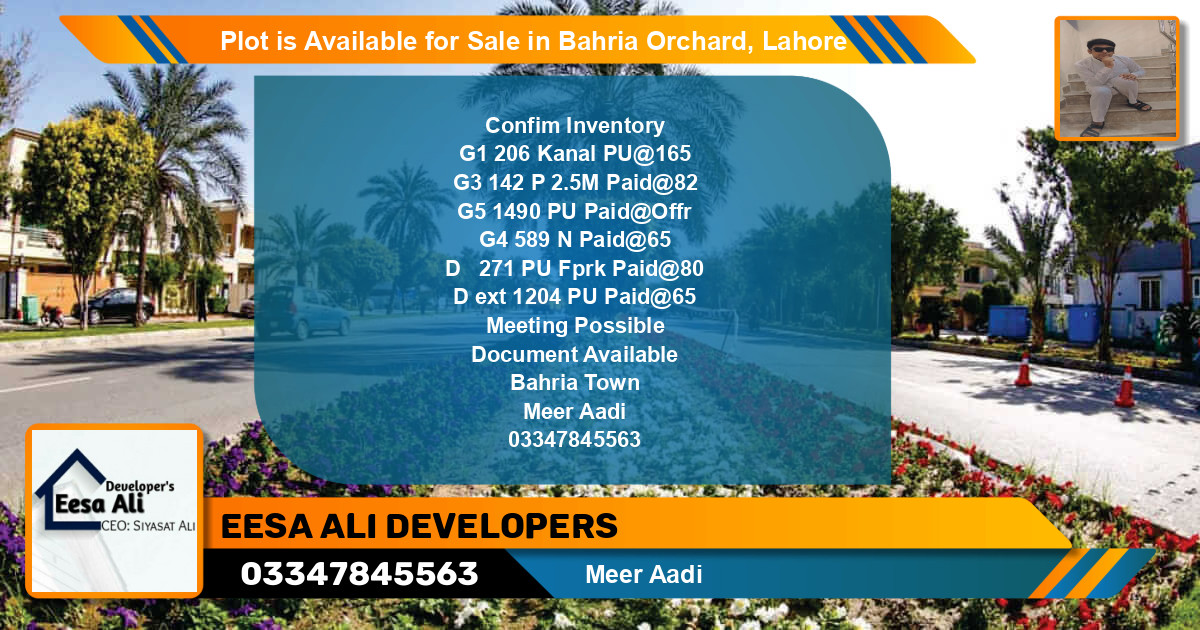 Residential Plot for Sale in Bahria Orchard, Lahore - (BP-89500)