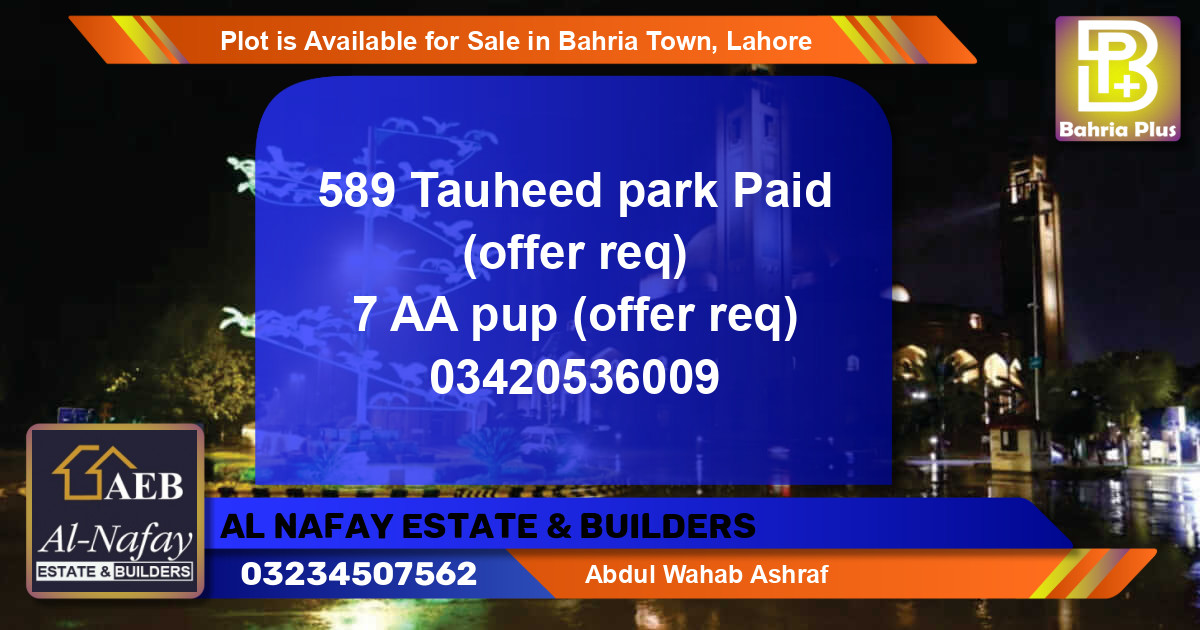 Residential Plot for Sale in Bahria Town, Lahore - (BP-89502)