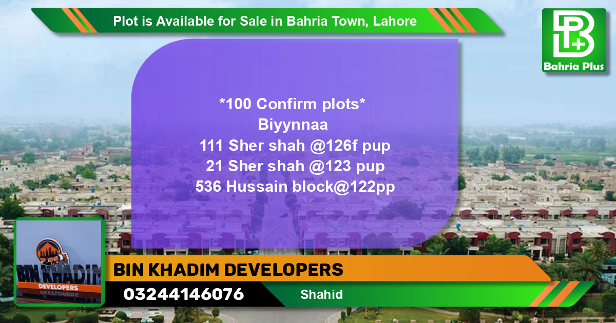 Residential Plot for Sale in Bahria Town, Lahore - (BP-89515)