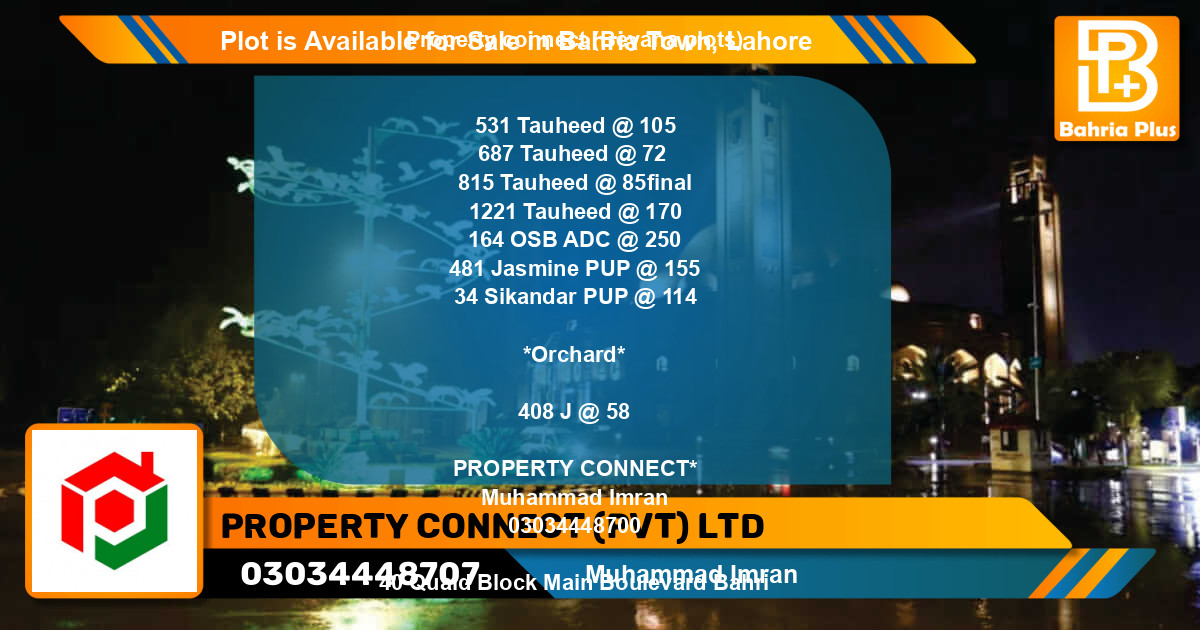 Residential Plot for Sale in Bahria Town, Lahore - (BP-89522)