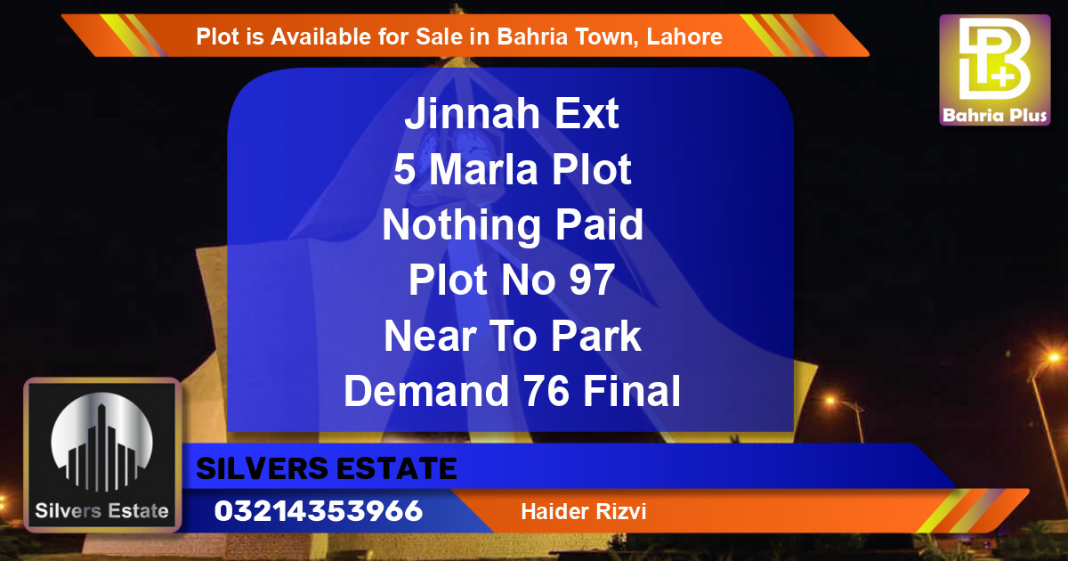 Residential Plot for Sale in Bahria Town, Lahore - (BP-89528)