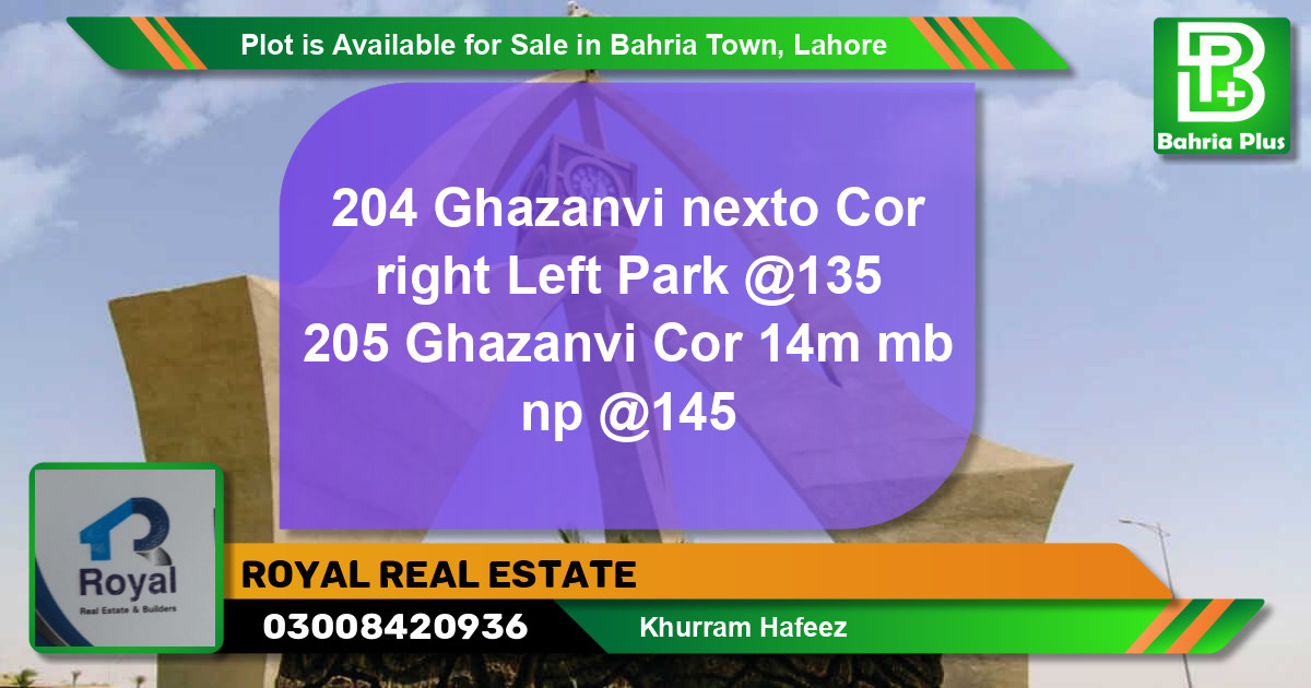 Residential Plot for Sale in Bahria Town, Lahore - (BP-89531)