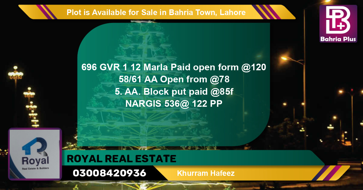 Residential Plot for Sale in Bahria Town, Lahore - (BP-89533)