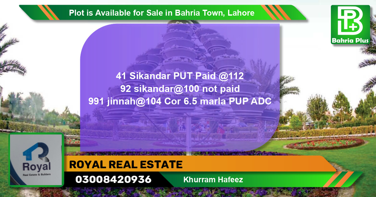 Residential Plot for Sale in Bahria Town, Lahore - (BP-89535)