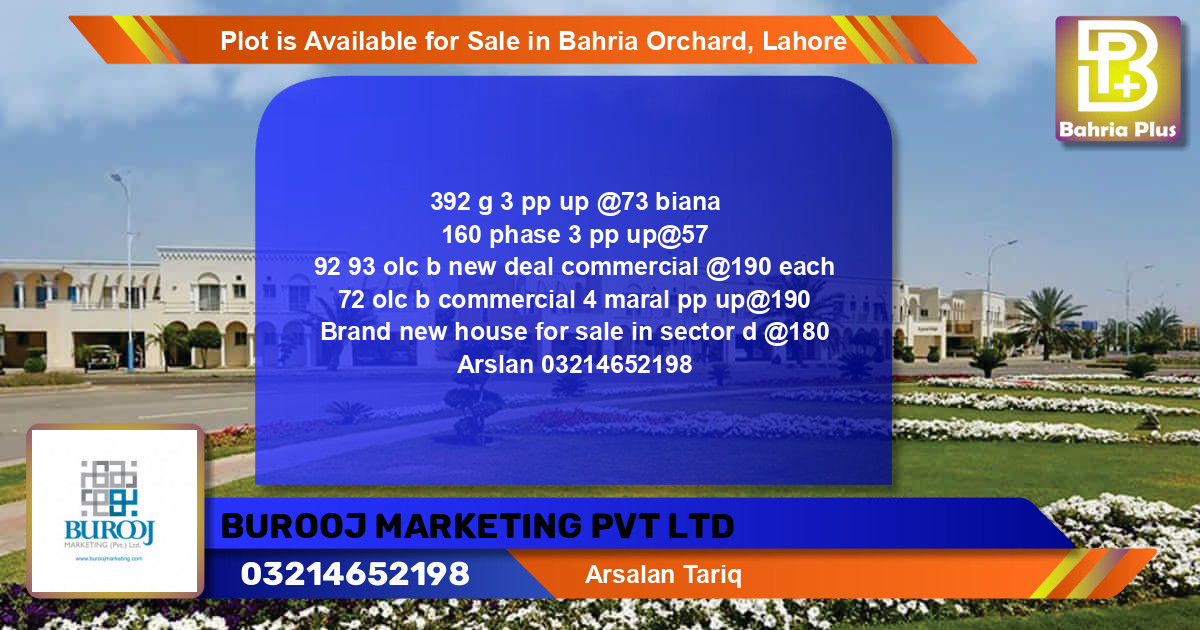Commercial Plot for Sale in Bahria Orchard, Lahore - (BP-89538)