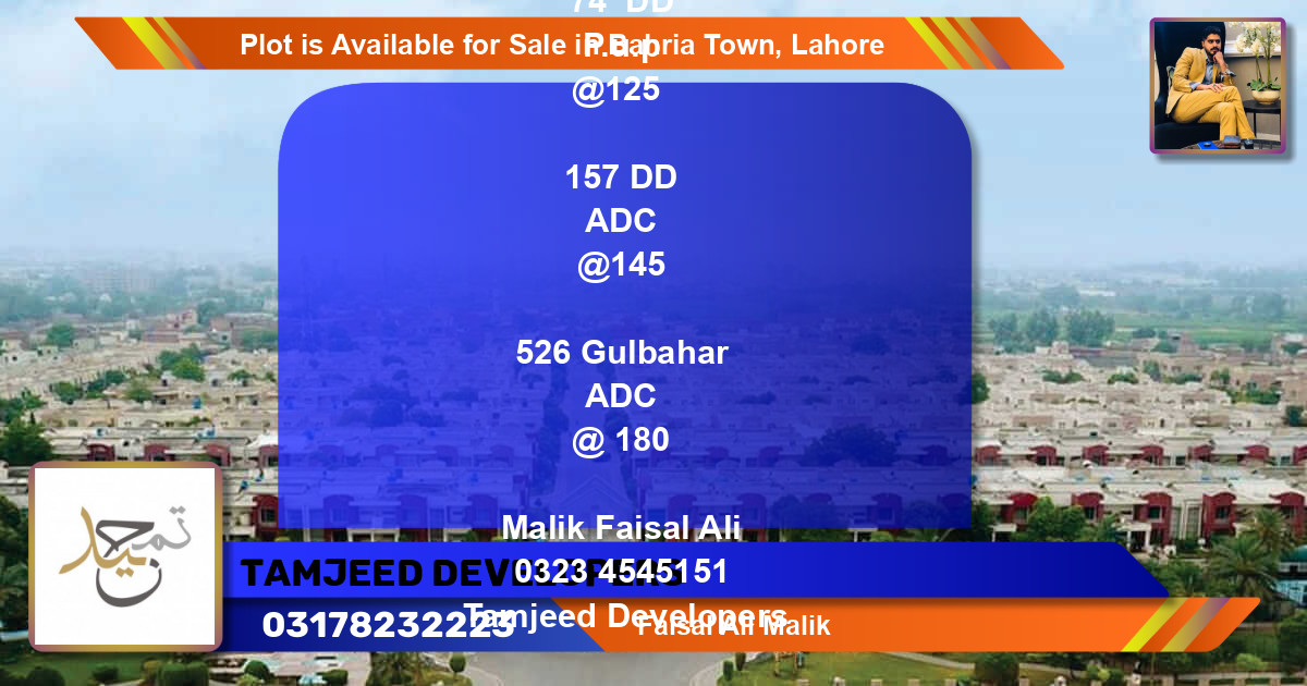 Residential Plot for Sale in Bahria Town, Lahore - (BP-89548)