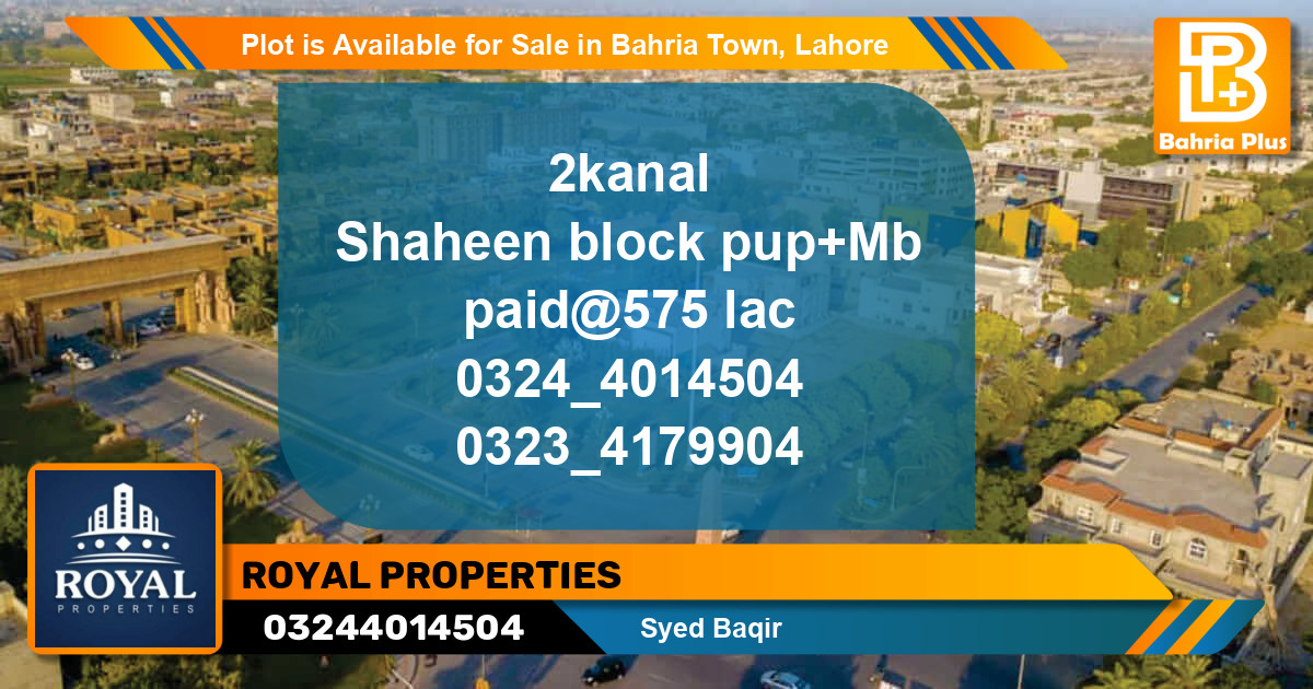 Residential Plot for Sale in Bahria Town, Lahore - (BP-89557)