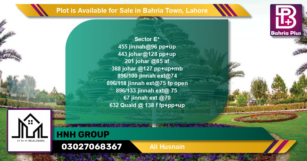 Residential Plot for Sale in Bahria Town, Lahore - (BP-89567)