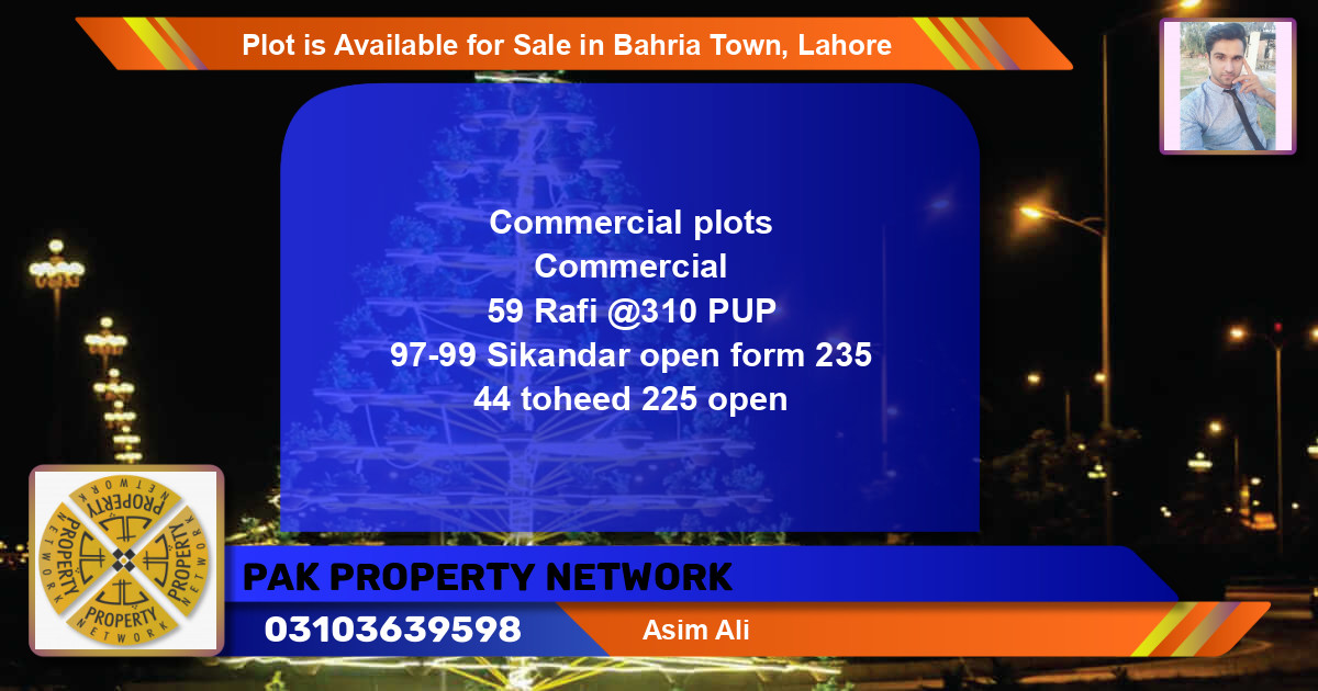 Commercial Plot for Sale in Bahria Town, Lahore - (BP-89681)