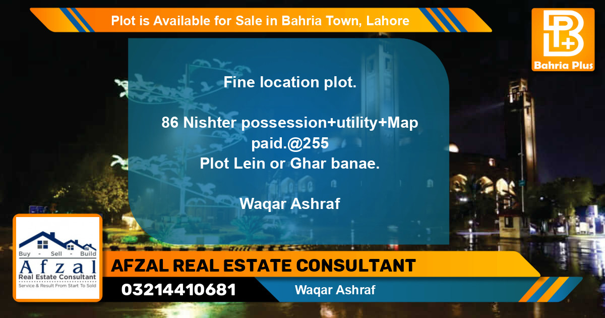 Residential Plot for Sale in Bahria Town, Lahore - (BP-89707)