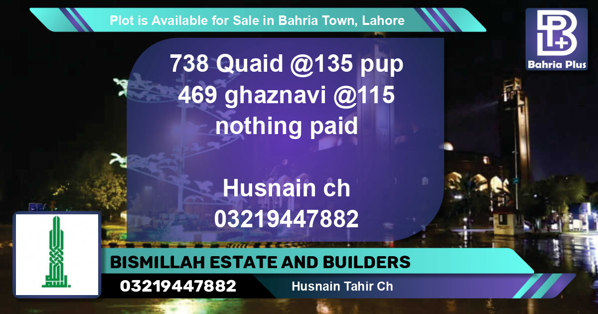 Residential Plot for Sale in Bahria Town, Lahore - (BP-89712)