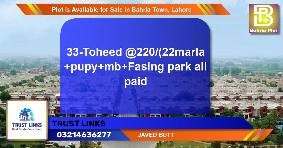 Residential Plot for Sale in Bahria Town, Lahore - (BP-89713)