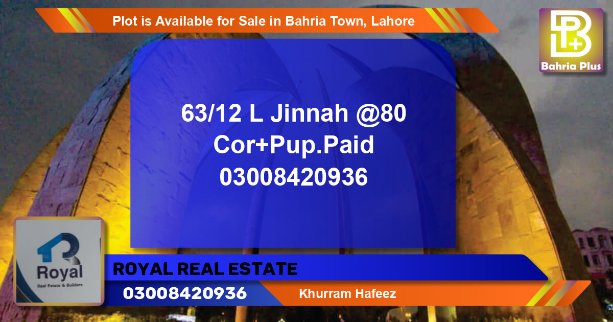 Residential Plot for Sale in Bahria Town, Lahore - (BP-89725)