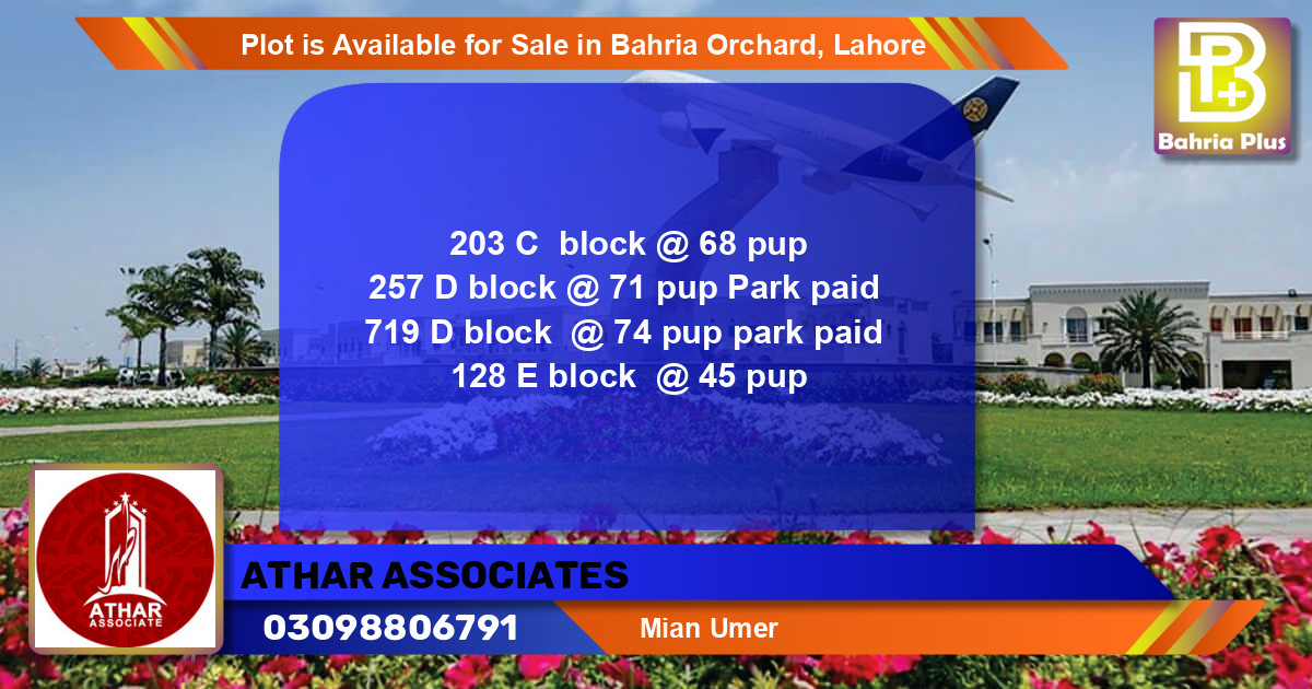 Residential Plot for Sale in Bahria Orchard, Lahore - (BP-89740)