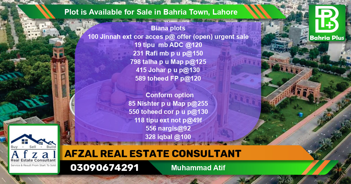 Residential Plot for Sale in Bahria Town, Lahore - (BP-89751)
