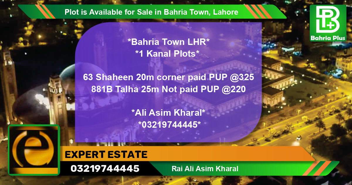 Residential Plot for Sale in Bahria Town, Lahore - (BP-89762)