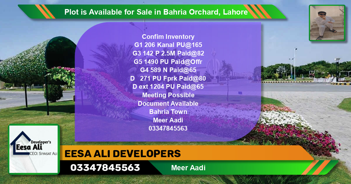 Residential Plot for Sale in Bahria Orchard, Lahore - (BP-89778)